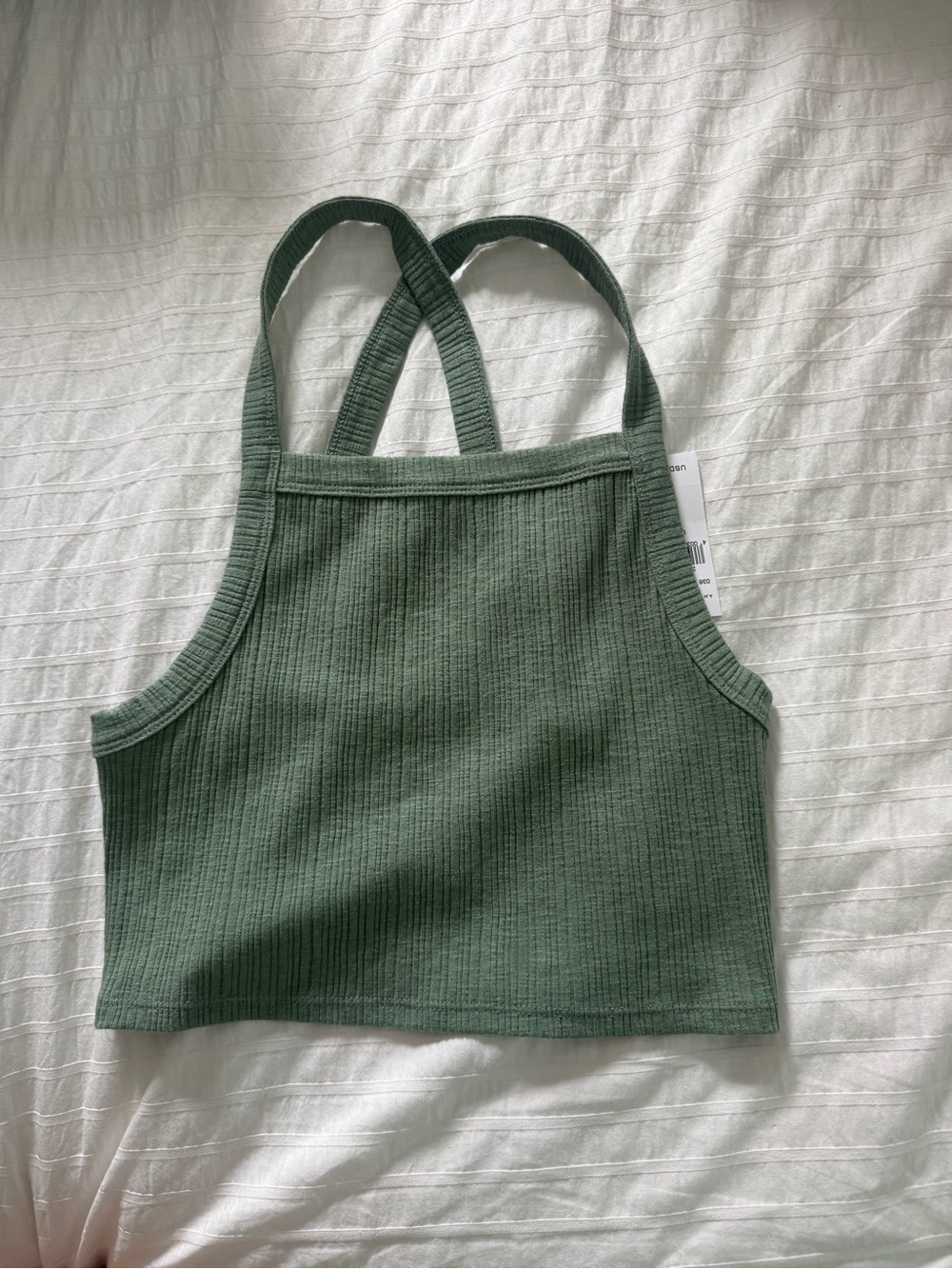 AE Ribbed Sage Green Crop Tank Top